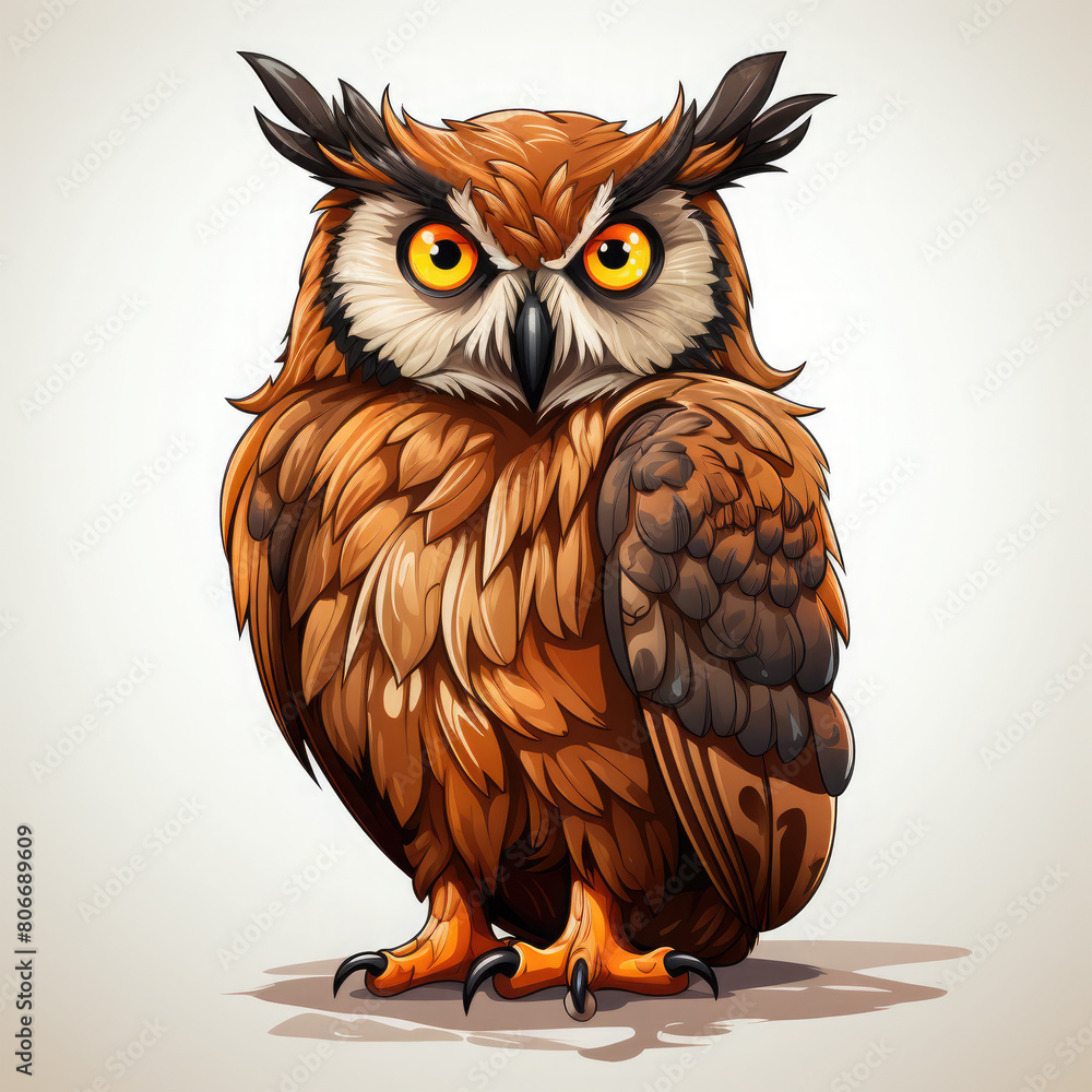 Obraz premium Watercolor Sage owl, clipart Illustration, Generative Ai