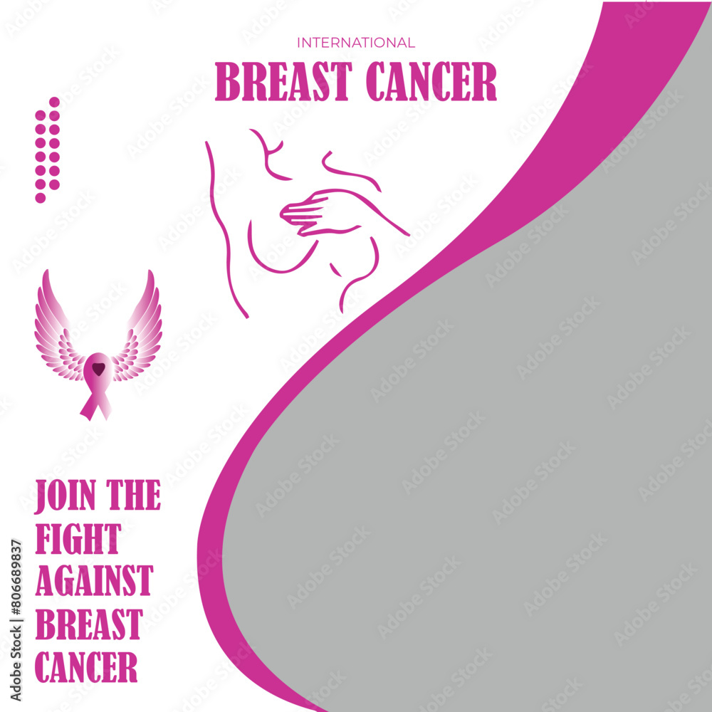 Fototapeta premium Realistic international day against breast cancer instagram posts collection