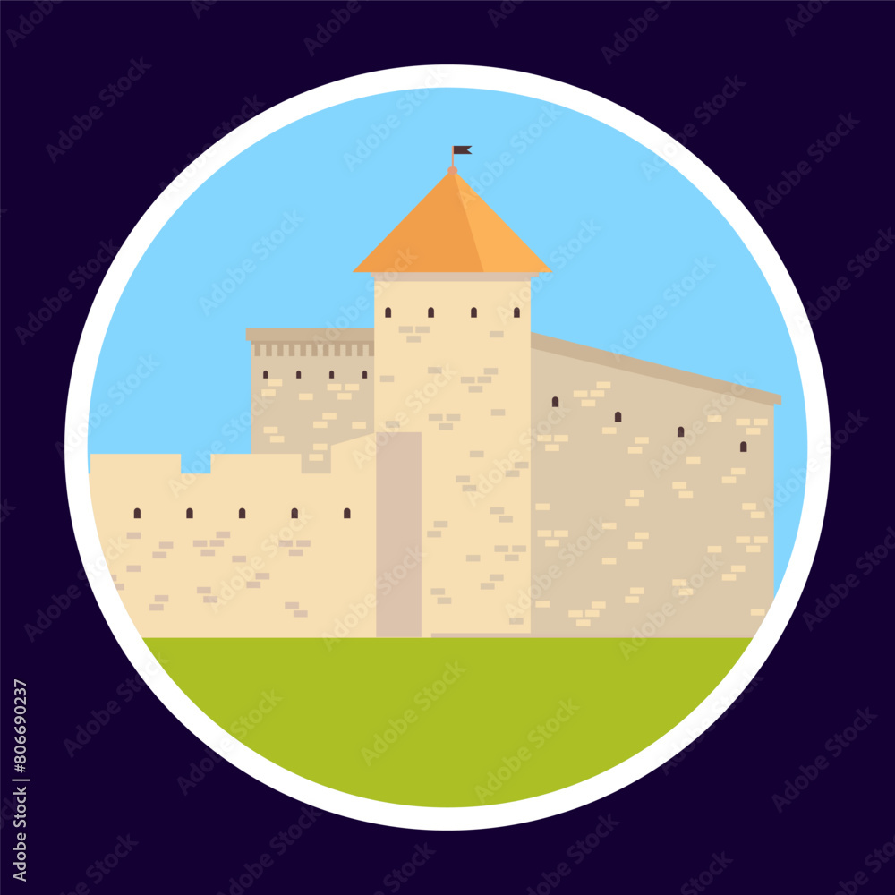 Castle icon in flat style. Fortress vector illustration on white background. Castle icon in flat style. Fortress vector illustration on white background.