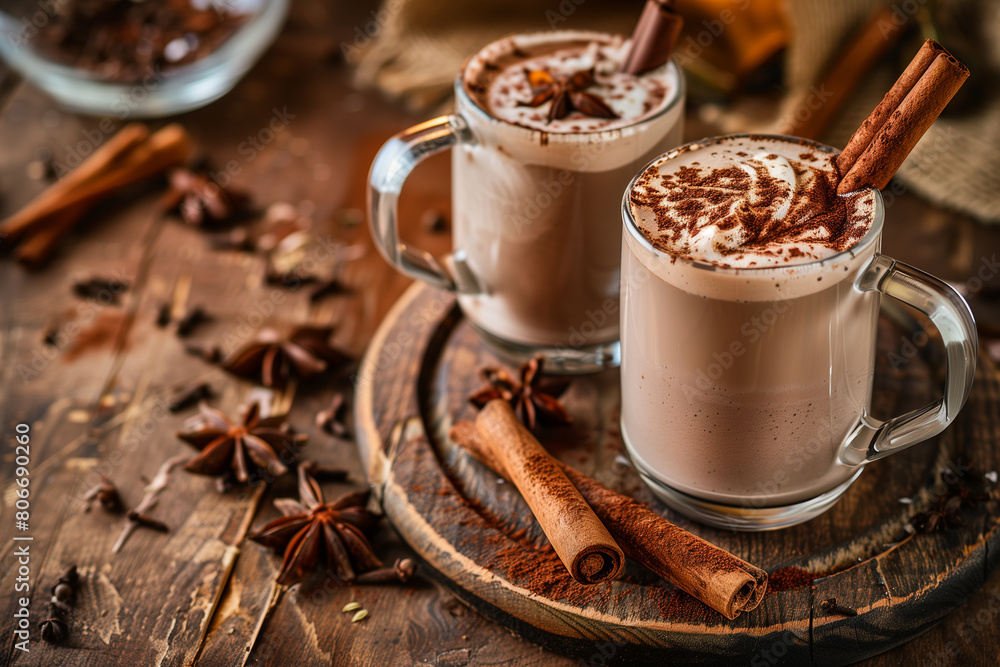 Gourmet Hot Chocolate with Whipped Cream and Cinnamon. Gourmet Hot Chocolate with Whipped Cream and Cinnamon.