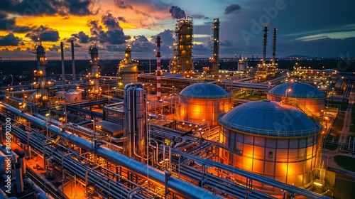 Photo of an expansive gas facility, epitomizing modern industrial infrastructure, AI generative. photo