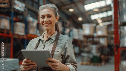 Smiling Warehouse Worker with Tablet © MP Studio