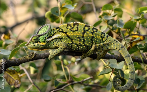 Chameleon Camouflaged on a Tree, Generative ai.