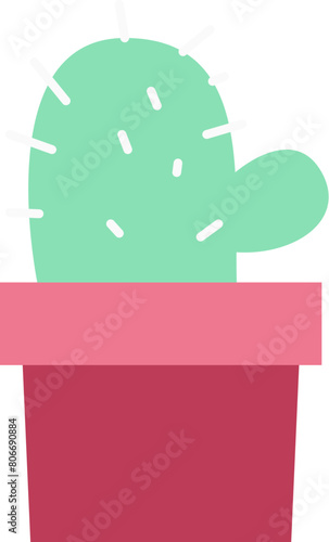 Cartoon cactus in the flowerpot