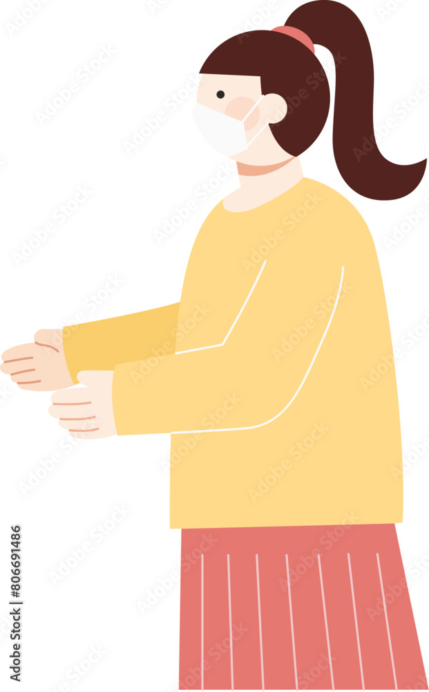 Woman with mask receives delivery Woman with mask receives delivery