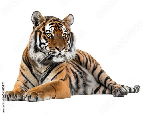 Relax tiger Isolated on Transparent Background