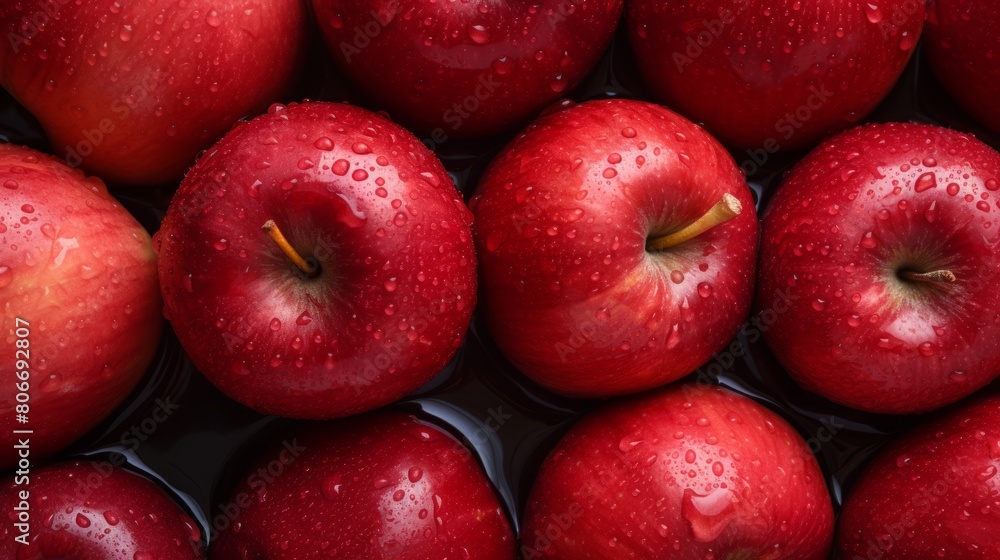 Red apple close-up. Fresh red apple on a black texture background. Apples with droplets of water. Text space. Healthy food for vegetarians. Red apple close-up. Fresh red apple on a black texture background. Apples with droplets of water. Text space. Healthy food for vegetarians.