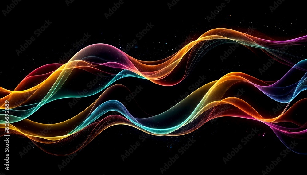 Obraz premium Colorful abstract waves of light in a dark background