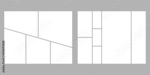 Minimalistic geometric photo frame layout for photo albums, wedding photo. 8,5 to 11 in proportion