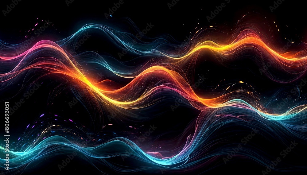 Colorful abstract waves of light in a dark background Colorful abstract waves of light in a dark background