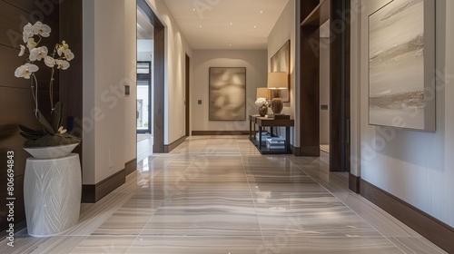 Linear Tile Patterns in Foyer