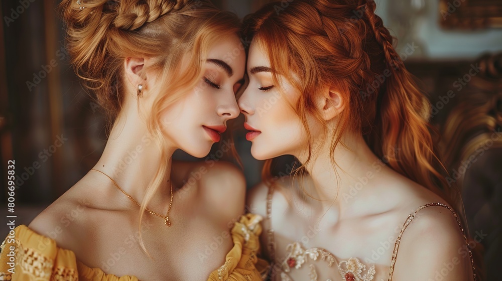 Fototapeta premium Peaceful Mother's Day Moments, Honest Families, Beautiful Young Mothers Embrace Her Cute Children with Deep Love, Share Laughter and Smile, Cherish Intimate Family Ties in Warm Leisure Time 