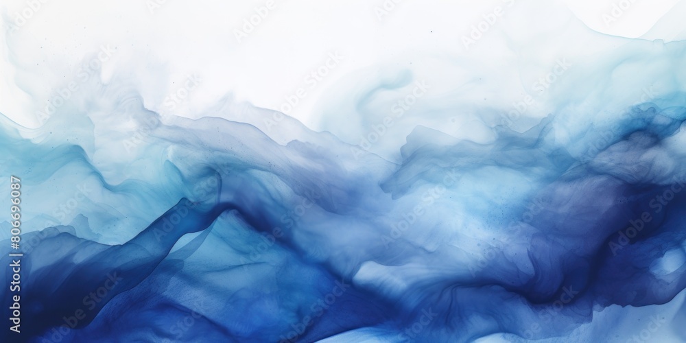 Navy Blue background abstract water ink wave, watercolor texture blue and white ocean wave web, mobile graphic resource for copy space text 