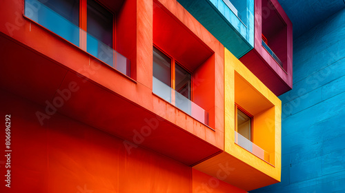 An architectural competition entry, with vibrant colors as the background, during a design critique session