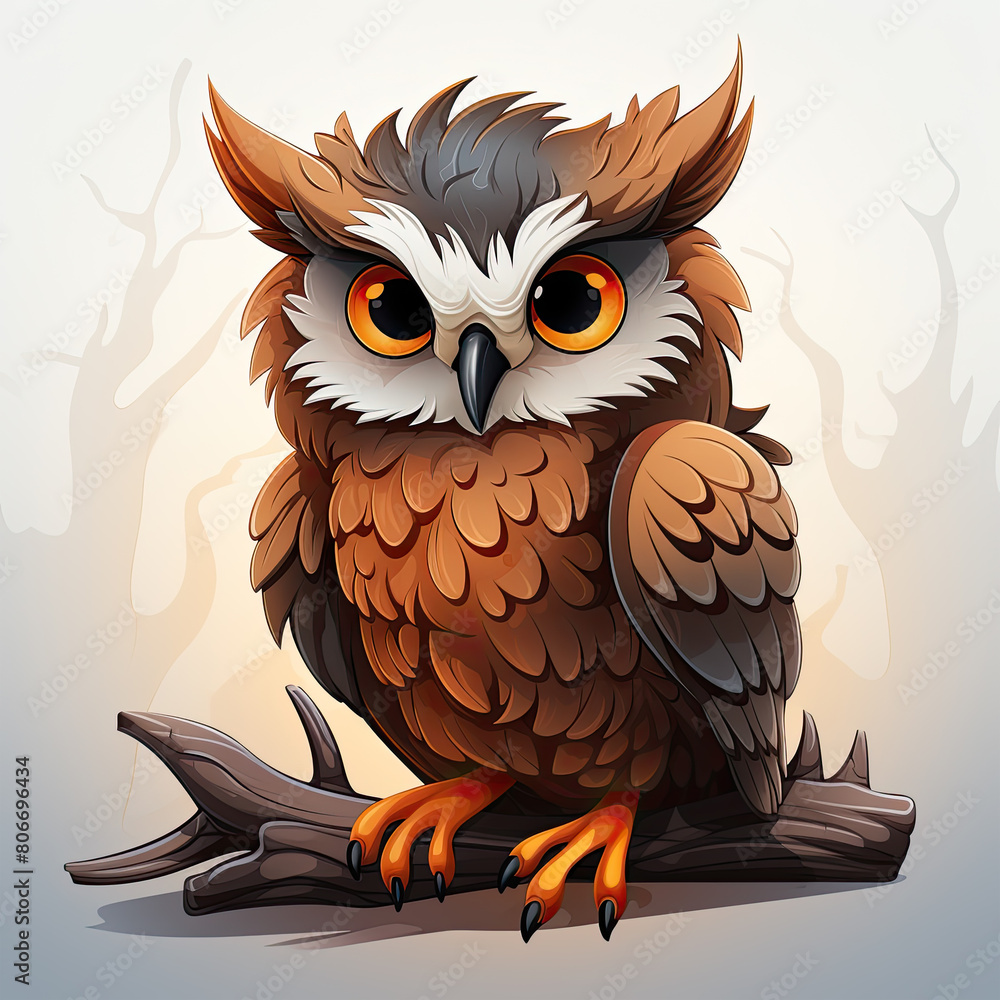 Obraz premium Watercolor Shadow owl, clipart Illustration, Generative Ai