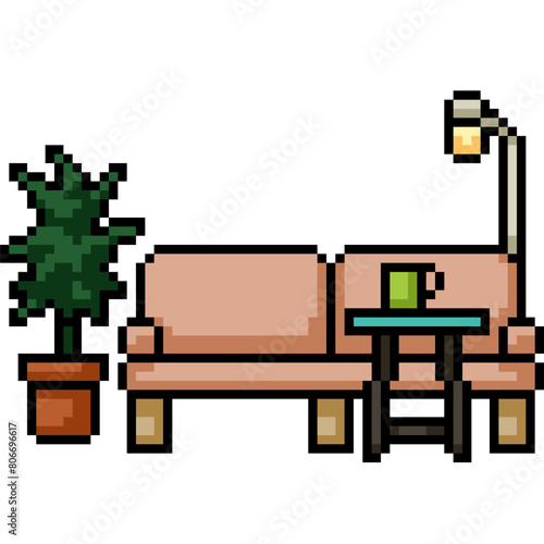 pixel art of living room sofa