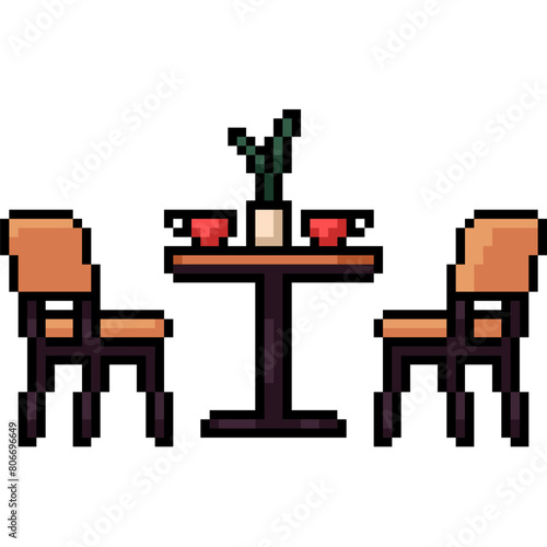 pixel art of relax tea table
