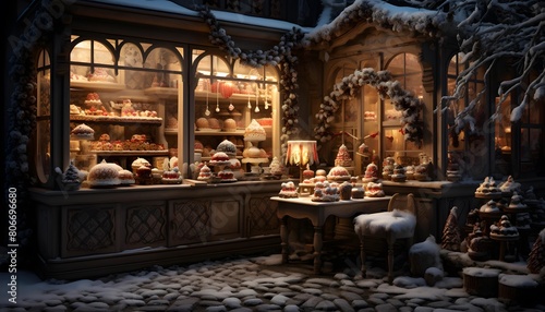 Christmas market in the old town of Riga  Latvia. Traditional christmas market in winter.