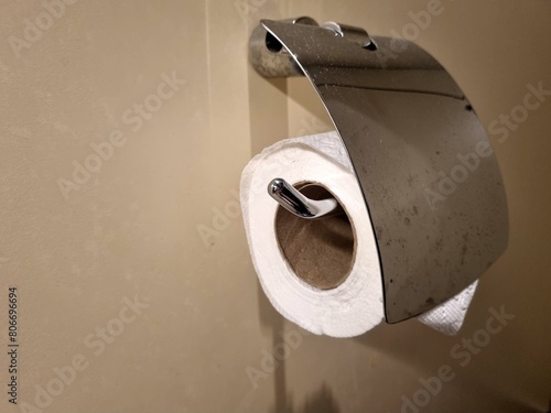 Close-up of toilet paper roll in bathroom