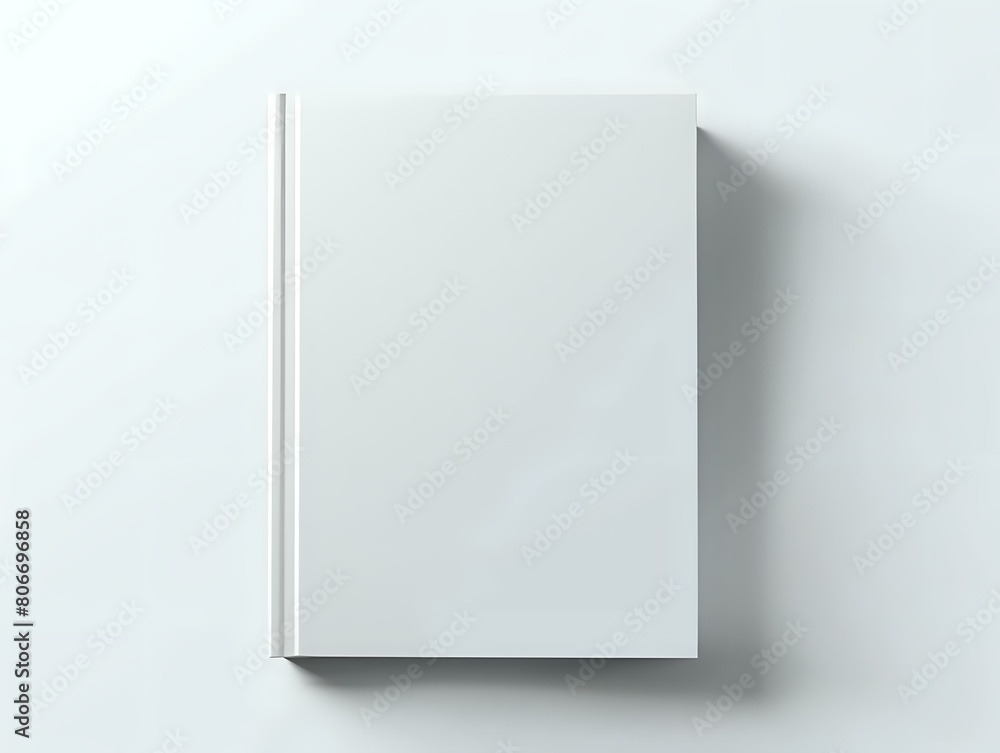 Classic White Glossy Blank Book Cover Mockup with Smooth Shadows