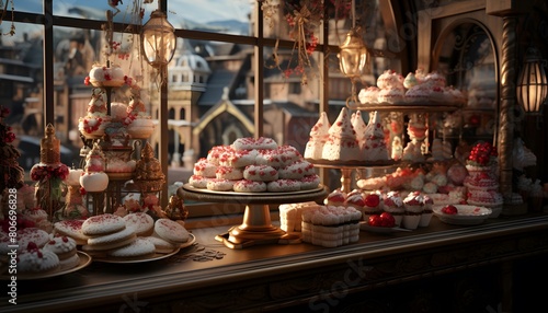 Pastries on display at the Christmas market in Barcelona, Spain