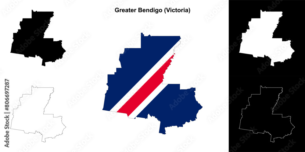 Fototapeta premium Greater Bendigo (Victoria) outline map set