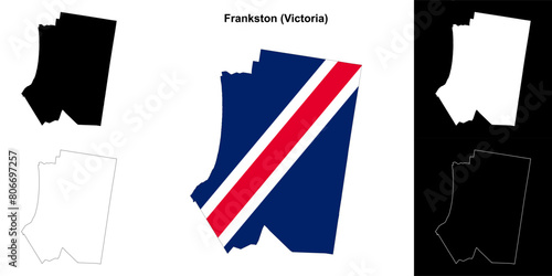 Frankston (Victoria) outline map set photo