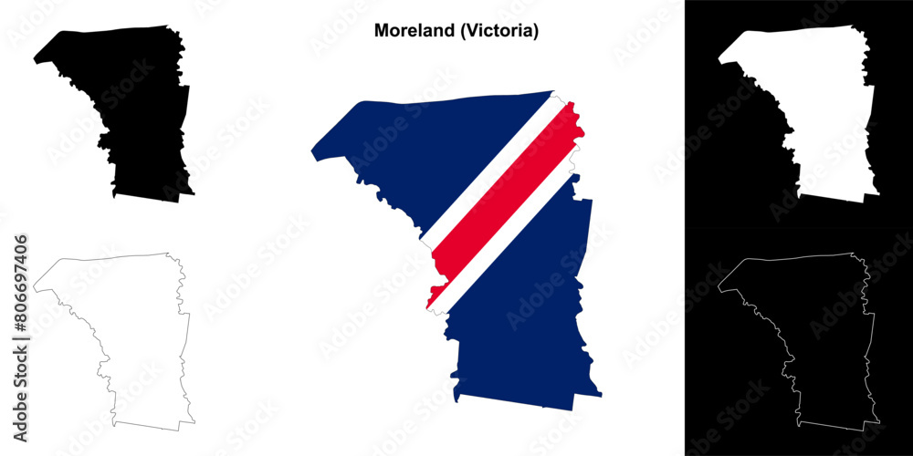 Fototapeta premium Moreland (Victoria) outline map set