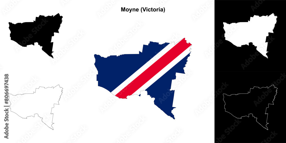 Fototapeta premium Moyne (Victoria) outline map set