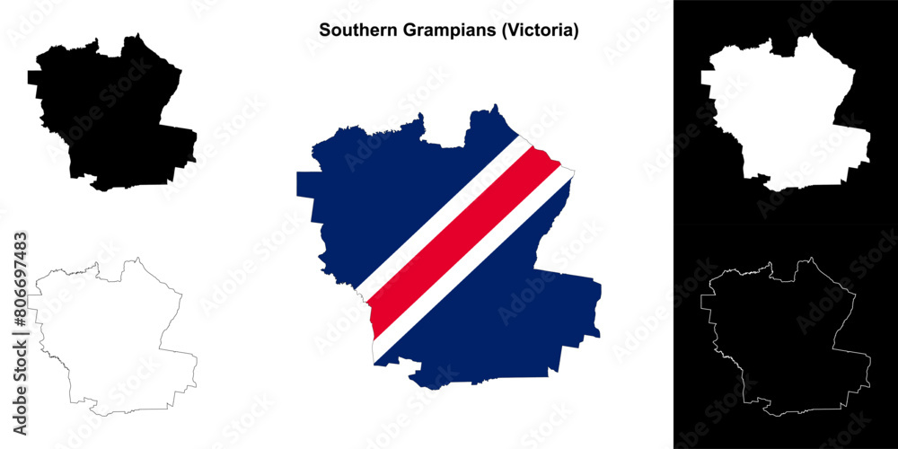 Fototapeta premium Southern Grampians (Victoria) outline map set