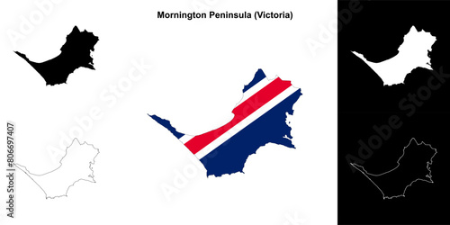 Mornington Peninsula (Victoria) outline map set