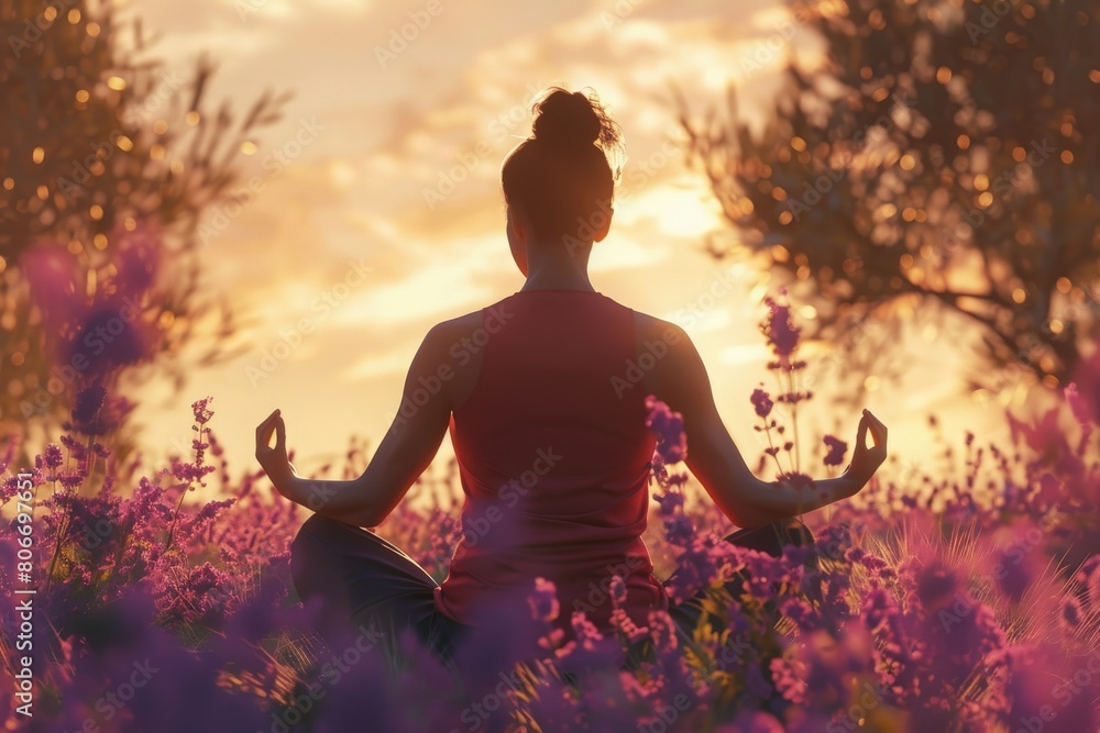 A person practicing yoga in a serene natural setting, focusing on mindfulness and body awareness A person practicing yoga in a serene natural setting, focusing on mindfulness and body awareness
