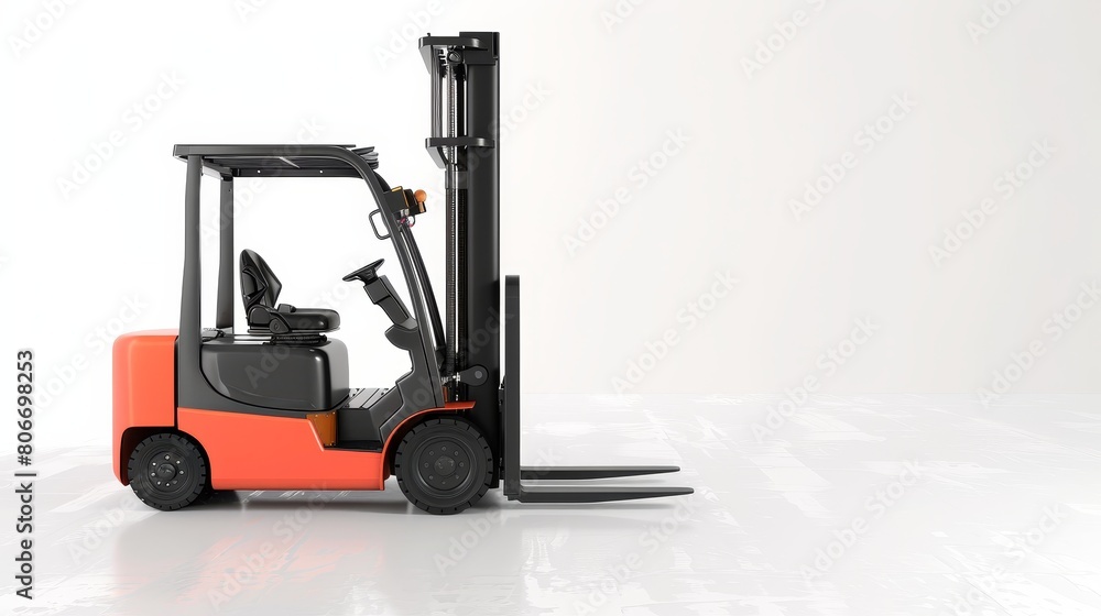 Isolated forklift for warehouse operations on white background, electric loader for efficient goods handling. Ai Generated Isolated forklift for warehouse operations on white background, electric loader for efficient goods handling. Ai Generated