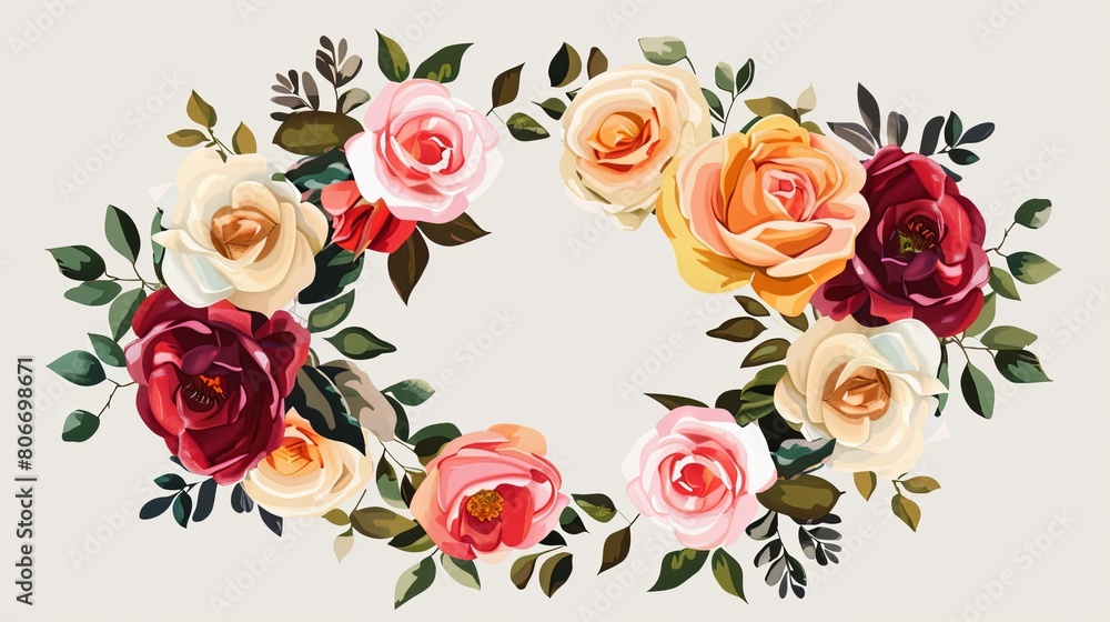 Vintage Floral Frame wreath. vector frame rose flowers isolated on transparent background. colorful bouquet rose flower. Floral botanical flower. for graphic designer decorate
