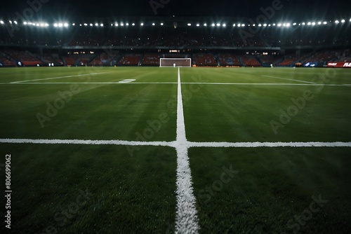 soccer field with a goal Game Day Excitement Football Stadium Lights 