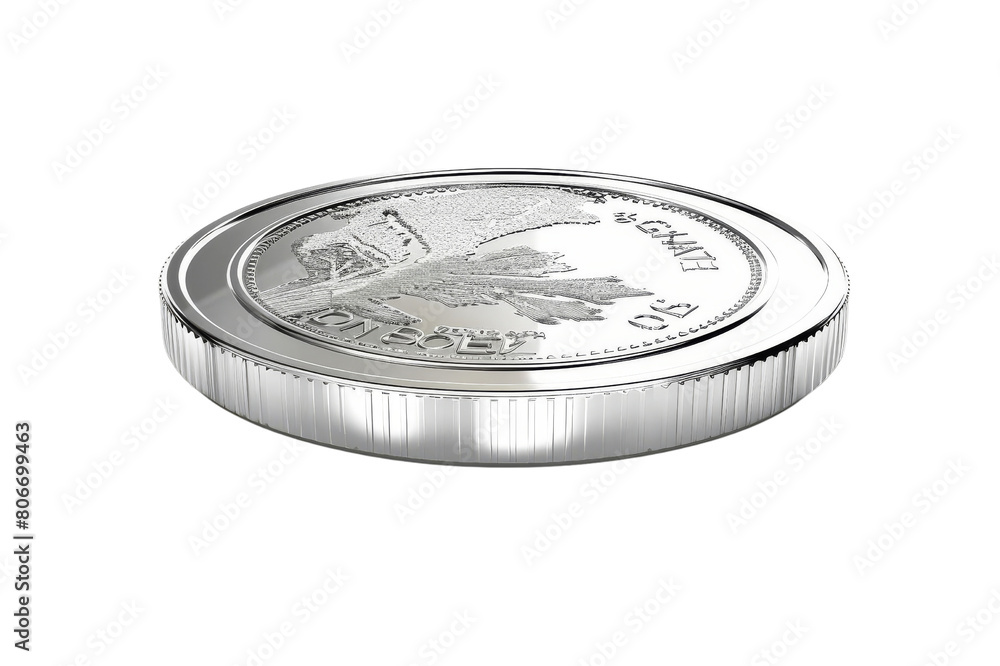 The silver coin has a smooth surface and a shiny appearance. The silver coin has a smooth surface and a shiny appearance.