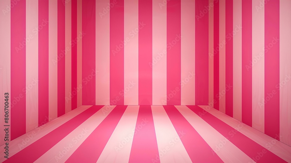 Empty room with stripes on pink and white background Empty room with stripes on pink and white background