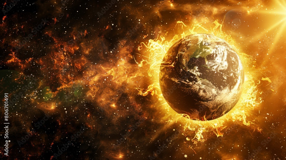 A distant planet orbits its star in the vastness of space, illuminated by its distant light, Ai Generated. A distant planet orbits its star in the vastness of space, illuminated by its distant light, Ai Generated.