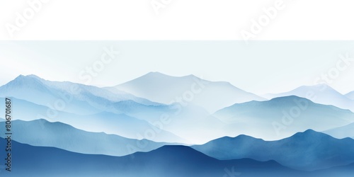 Navy Blue tones watercolor mountain range on white background with copy space display products blank copyspace for design text photo website web 