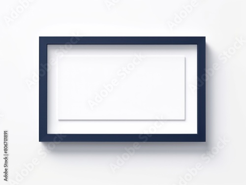 Navy Blue traditional rectangular frame on white background design for headline logo or sale banner blank copyspace for design text photo website web 