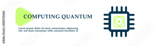 Computing quantum icon on vector illustration concept. For background presentation, infographics, promotion or web banner graphics. 