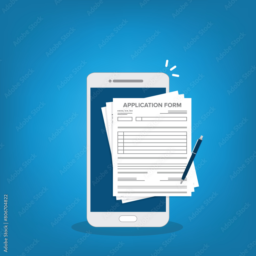Online application form. Claim form, paperwork concepts. Online application form. Claim form, paperwork concepts.