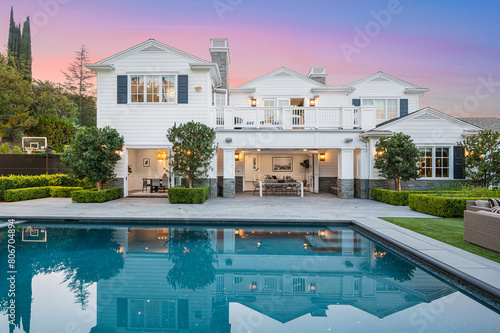 Pool in a new construction home in Encino, California photo