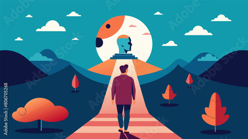A philosophers walk is a journey of the mind a path of introspection and enlightenment.. Vector illustration