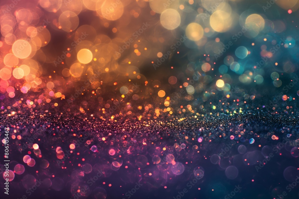 Vibrant and colorful bokeh lights abstract background with a magical and festive sparkle. Perfect for wallpaper and decoration
