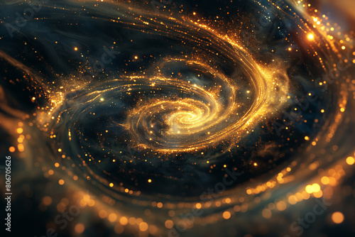 Vibrant and mysterious spiral galaxy illustration in the outer cosmos. Showcasing the beauty of the universe and the interstellar exploration