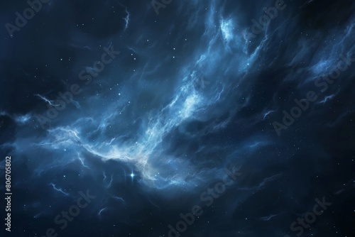 Ethereal and swirling cosmic nebula in deep space - abstract digital art of starry sky and universe for astronomy background and wallpaper