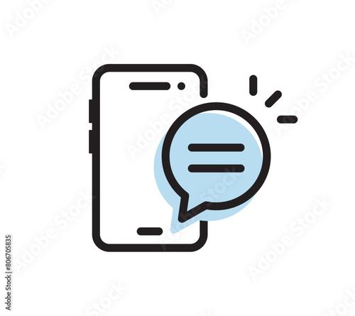 Mobile phone speech bubble chat message icon. Vector illustration