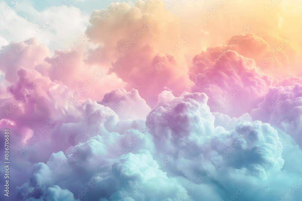 Abstract, ethereal background of clouds with a dreamy blend of soft pastel hues