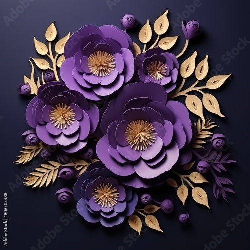 happy mothers day card with purple flowers  black background  in the style of organic material  luxurious wall hangings  minimalist sets